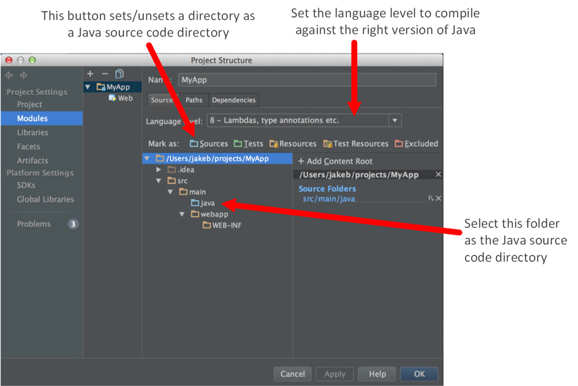 Configuring Module Sources in the IDE